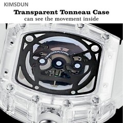 KIMSDUN Skeleton Sport Watches, Quartz Calendar Wristwatch,Tonneau Case, Unisex