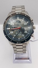 *New Battery* Geneva Platinum Chrono 42mm Charcoal/Grey Sunburst Dial 7.50inch