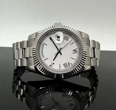 Custom 40mm President White Dial Style Mod Watch w/ Miyota 8285 Automatic