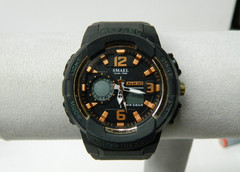 SMAEL black with copper tone indices sports dual time Men’s Watch