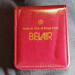 NOS Belair ETA Water Resistant Super Croc. Leather Quartz Swiss Watch Black Gold