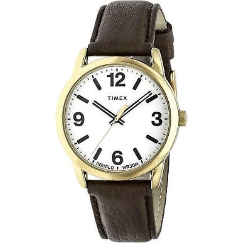 Timex TW2U71500, Men’s Easy Reader Brown Leather Watch, Indiglo, 38MM Case, NEW