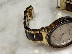 Brighton Carpenteria Watch Tortoiseshell & Gold Tone Ladies Fits 6.5 Wrist