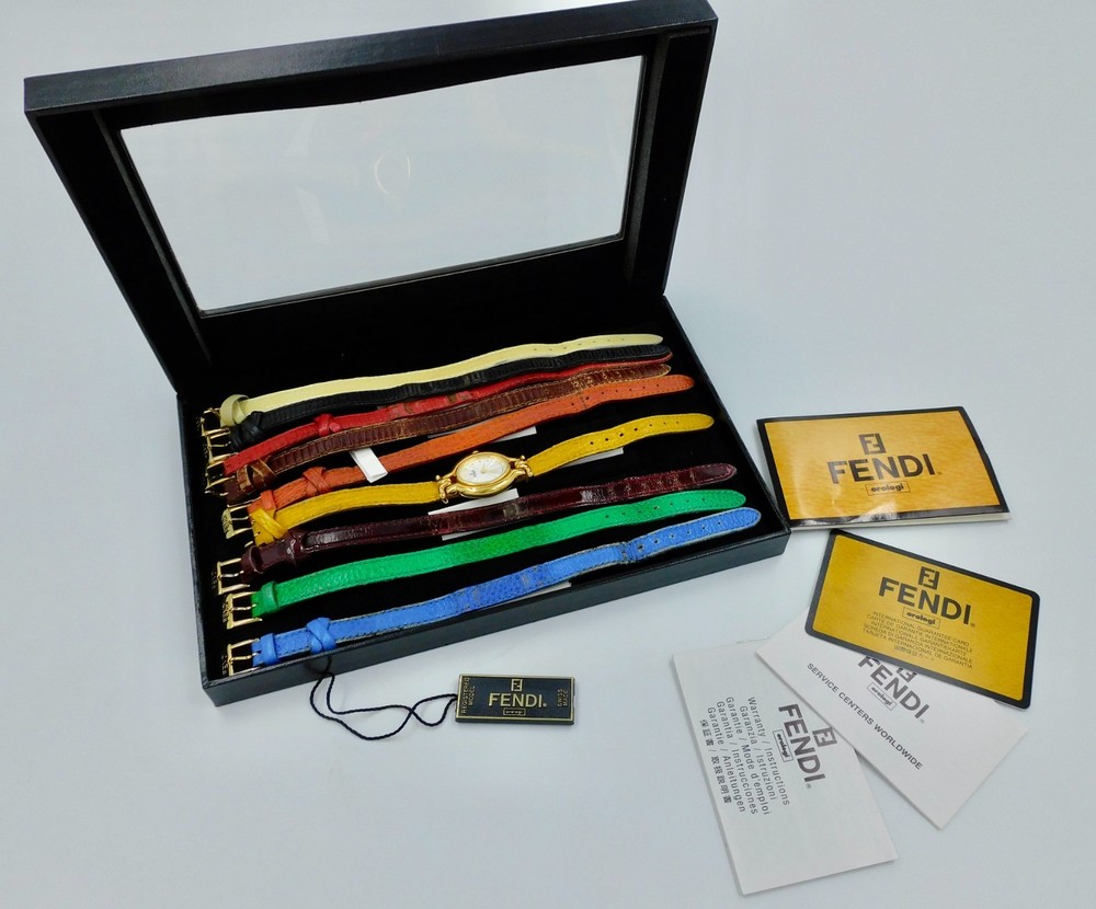 FENDI 640L Color Change Belt Gold Quartz Womens Watch in Box