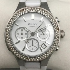DKNY Ceramic Womens Watch 38mm Chronograph Crystals Ceramic New Battery 6.25″