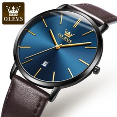 OLEVS Watch 30m Waterproof Ultrathin Quartz Wristwatch Leather Band Men Women