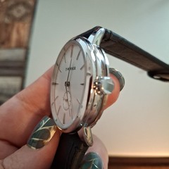 Forsining T-Winner Mens Watch. Silvertone,Mechanical Hand Wind,Black Band.