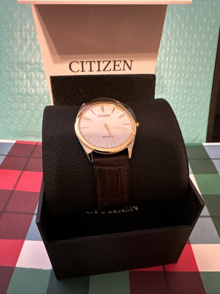 Citizen Men’s Stiletto Eco-Drive Brown Leather Strap Watch 38 MM AR3074-03A