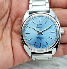 HMT Kohinoor Blue Dial Mechanical Watch 17 Jewels Vintage India Men’s Steel