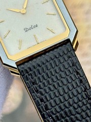 Vintage Seiko Dolce Tungsten Tank Two Tone Quartz Men’s Watch 7740-5010