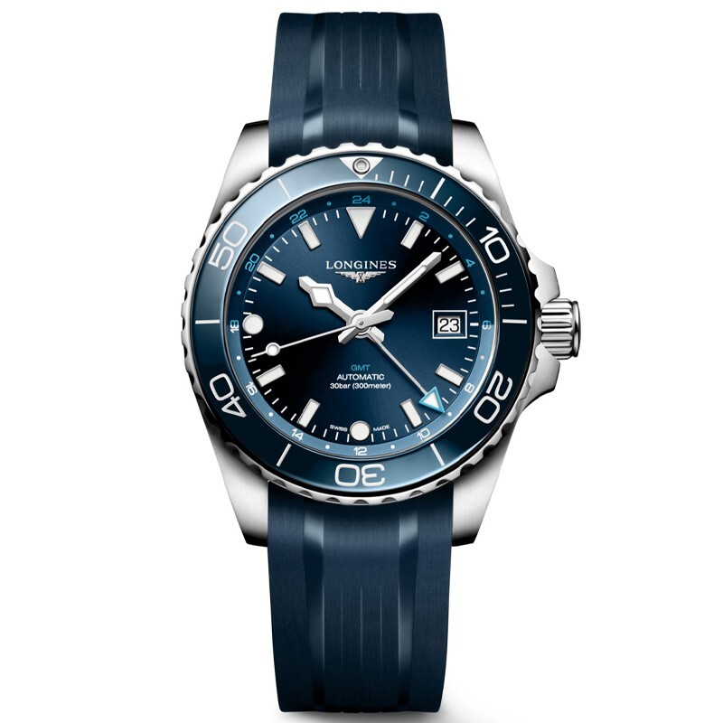 New Longines HydroConquest GMT 41mm Blue Rubber Men’s Watch L37904969