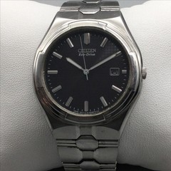 Citizen Eco-Drive Mens Watch 37mm Black Dial Stainless Bracelet Date BROKEN BAND