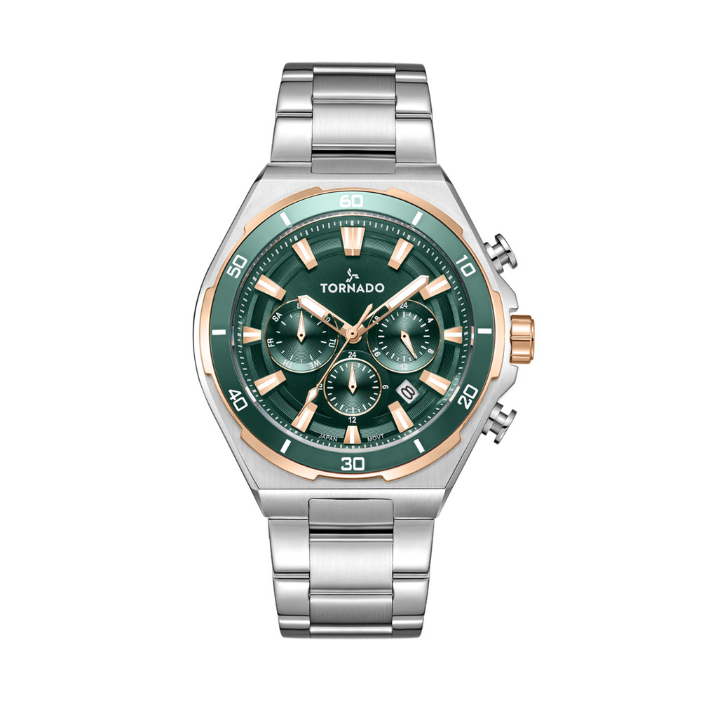 Tornado Strellar X Men’s Multi Function Watch | Green Dial, 45mm, 100 m (10 ATM)