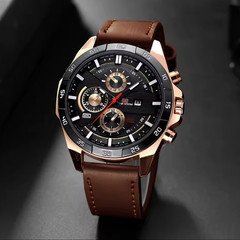 VAVOOM Men’s Quartz Chronograph Watch Date Analog 44-47.9mm Leather/SS