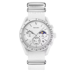 SKMEI Men’s Quartz Chronograph Analog Watch Moon Phase Date 30M Waterproof Nylon