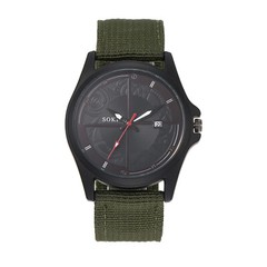 Mens Military Sports Woven Nylon Strap Simple Calendar Quartz Analog Wrist Watch