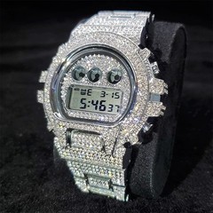 18K Gold IPS Plated LED Digital Hip Hop Bling Ice out Mens Watch Iced Cz Diamond