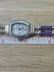 Vtg Main Line Time Sterling Silver 925 Multi Color Jade Bracelet Watch 7.5″ LTO