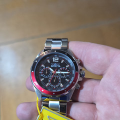 Invicta Racing Men’s Chronograph Quartz 44mm SS Black/Red Dial Red Bezel