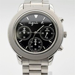 agnes b V6546100 Chronograph Black Dial Stainless Steel Men Japan Watch In hand