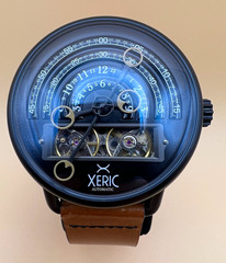 Xeric Halograph Automatic Men’s Watch Black Brown Leather Box Running 46mm