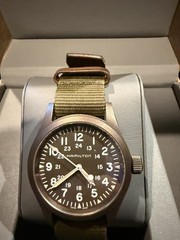 Hamilton Khaki Field Mechanical 38mm Green PVD with b&p and extra strap