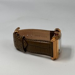 XO Retro MCML Watch Mens Rose Gold Tone Green Leather Band New Battery 9.5″