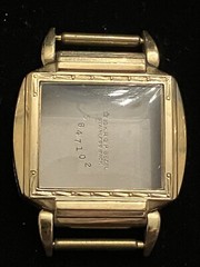 VINTAGE STAR WATCH CO. SQUARE CASE, LUGS, CRYSTAL & BACKING NOS-37MM, 10K RGP