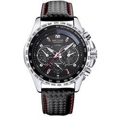 Waterproof Men Military Quartz Stainless Steel Leather Analog Sports Watch