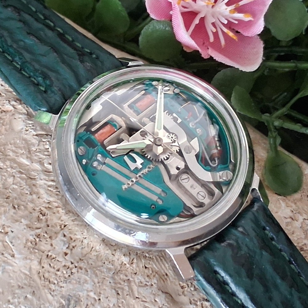 Serviced 1963 Bulova Accutron Spaceview Cal. 214 Tuning Fork Watch New Strap