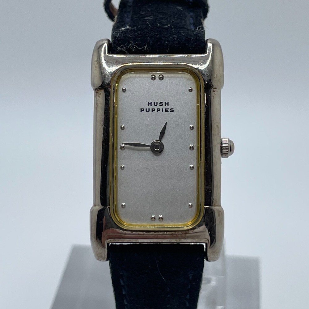Hush Puppies Watch Womens 18mm Silver Tone Case Blue Leather Band Quartz