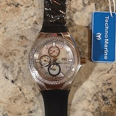 .5 Carat Diamond TechnoMarine Cruise Quartz 40.57mm MOP Dial Diamond Set Bezel