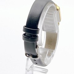 SEIKO Authentic Women Quartz Dress Watch Gold Square Black Leather 18.5mm