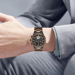 Natural Walnut Automatic Men’s Wooden Watch Date Day Multifunctional Automatic B