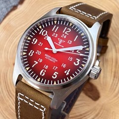 39mm Pilot Tandorio Retro Gray Red Blue Watch For Men 200m Waterproof Green Lume