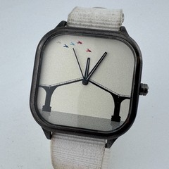 Modify Quartz Watch Unisex Black Square Bridge Dial Japan Analog New Battery