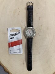 VTG Celebrity Glo-Quartz Backlit #6N30 Unadjusted Silver/Black Leather Watch