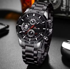 VAVOOM Men’s Quartz Chronograph Watch Date Analog 44-47.9mm Leather/SS