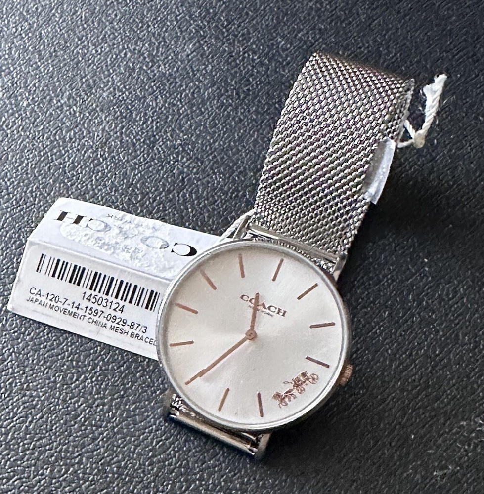 Coach Women’s Watch 14503124 Quartz Perry Silver Dial Mesh Stainless Steel 36mm
