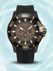 Invicta Pro Diver 35741 Quartz Chronograph Black Dial Gold Tone New 100m W/R NIB