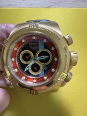 Invicta Reserve Bolt Zeus Swiss Chrono Date Watch Gold Case Blue Leather -29053