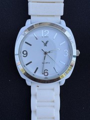 American Eagle Outfitters White Quartz Watch, Silver Tone, Very Good Condition