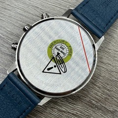 NEW✅SWISS✅ Movado FACE Green Dial Blue Leather 43mm Chrono Men’s Watch 3640139