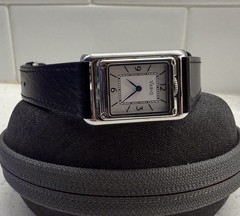 Vario VERSA Reversible Dual Time Silver-Black Enamel Quartz Watch