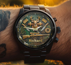 Personalized Ultimate Hunting Legend Black Stainless Steel Watch Custom Gift