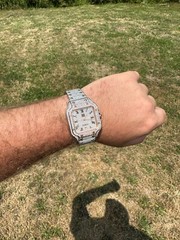 14k Rose Gold Plated & Stainless Steel Two Tone Real Mens Watch Iced CZ Arabic
