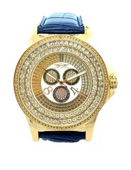 Kings Master Men’s Gold-tone Case Blue Leather Band 0.12ct Diamond 124M
