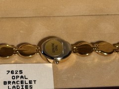 Jules Jurgensen Women’s Quartz Oval Gold-Tone Bracelet Blue Opal Dial w/ Box