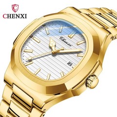 CHENXI Men’s Gold Steel Luminous Waterproof Calendar Date Business Quartz Watch