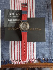 Bulova Marine Star Automatic 200m 44mm Silver Dial Blue/Red Rubber Box